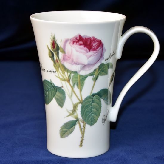 Redoute Rose: Hrnek 0,6 l latte Emily, anglický kostní porcelán Roy Kirkham