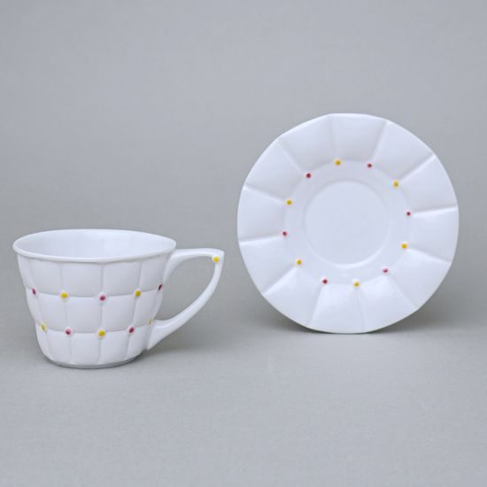 Šálek 100 ml a podšálek 12 cm, Barcelona, porcelán Goldfinger