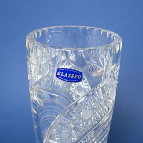 Crystal Hand Cut Vase (conical), Comet, 255 mm, Crystal BOHEMIA