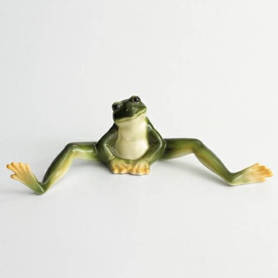 Amphibia frog sitting design sculptured porcelain figurine 23 cm, FRANZ Porcelain