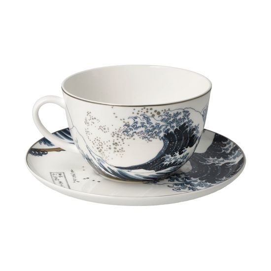 Šálek a podšálek Velká vlna, 500 ml / 19 cm, jemný kostní porcelán, K. Hokusai, Goebel