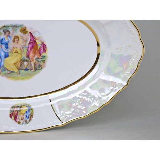 The Three Graces: Dish flat oval 34 cm, Thun 1794 Carlsbad porcelain, BERNADOTTE