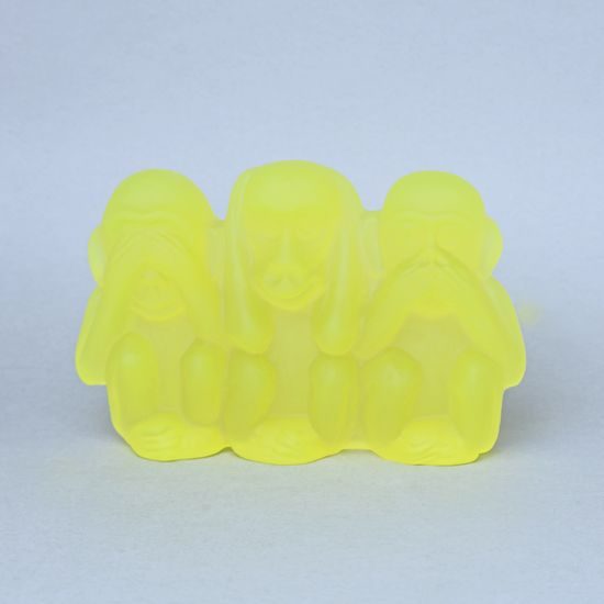 Three monkeys (uranium glass), Glassworks Janov