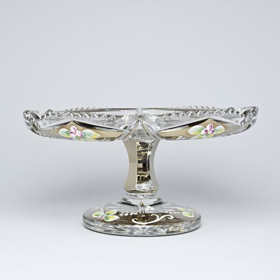 Cut Crystal Cabaret on stand 3-piece, 225 mm, Platinum + Enamel, Jahami Bohemia