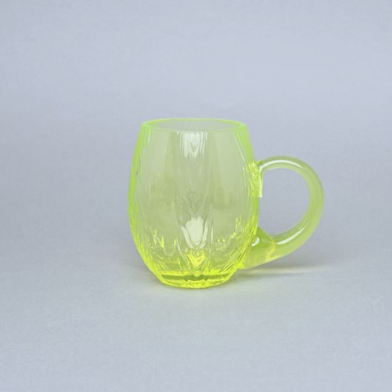 Bark Glass Mug with Handle (uranium Glass), 300 ml, Glassworks Janov