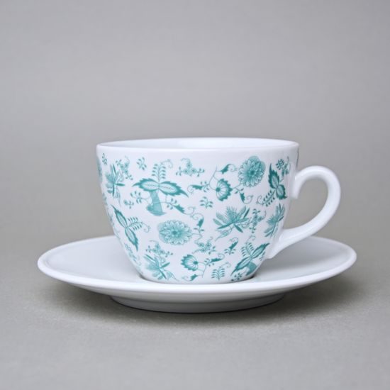 Šálek 330 ml a podšálek 17 cm Milada, Fragmenty cibuláku, zelená, Český porcelán a.s.