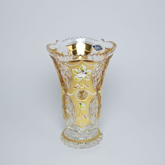 Cut Crystal Vase, 205 mm, Gold + Enamel, Jahami Bohemia