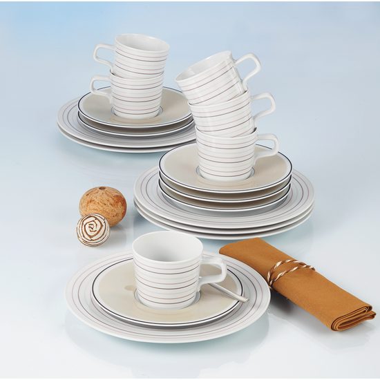 Coffee set for 6 persons (18 Pcs), No Limits 24943 Cream Lines, Seltmann Porcelain