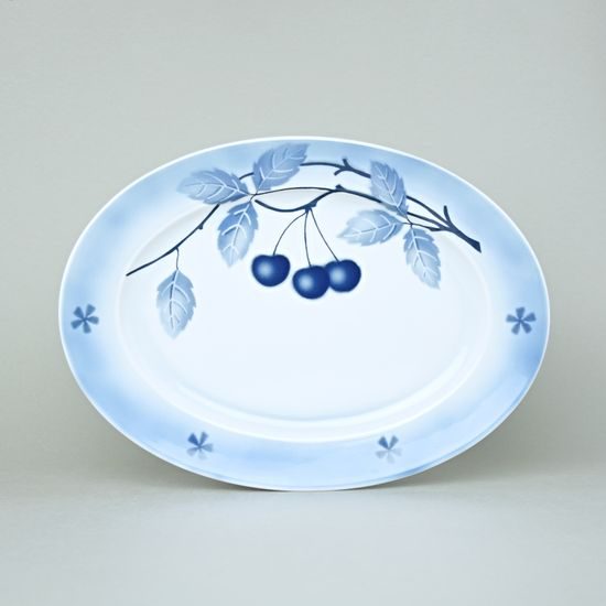 Oval dish 32 cm, Thun 1794 Carlsbad porcelain, BLUE CHERRY