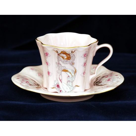 Cup and saucer mocca 0,08 l, Olga 585 Mucha, Rose China