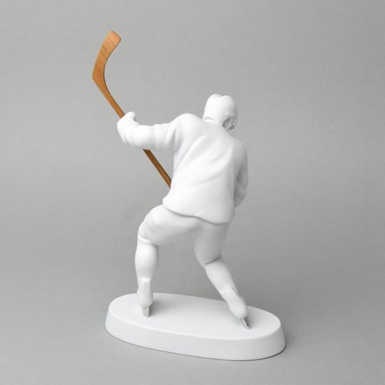 Hokejista 23 cm, biskvit + platina, Porcelánové figurky Duchcov