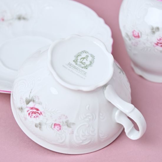 Pink line: Tea set for 6 persons, Thun 1794 Carlsbad porcelain, BERNADOTTE roses