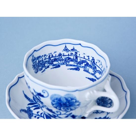 Cup + saucer B 210 ml / 14 cm, Prague Charles Bridge, Original Blue Onion pattern