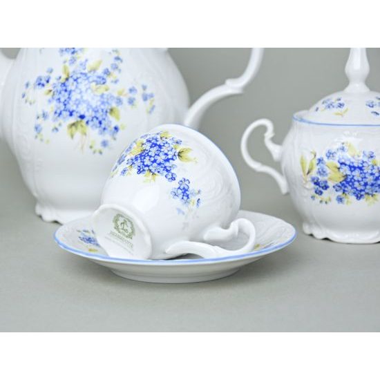 Coffee set for 6 persons, Thun 1794 Carlsbad porcelain, BERNADOTTE Forget-me-not-flower