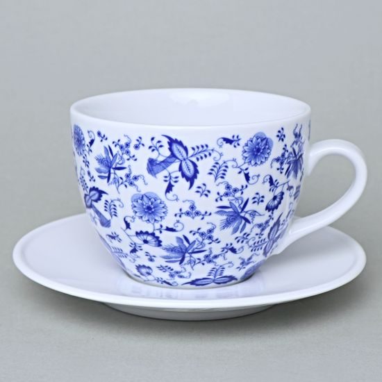 Šálek 480 ml široký a podšálek 17 cm Milada, Fragmenty cibuláku, zelená, Český porcelán a.s.