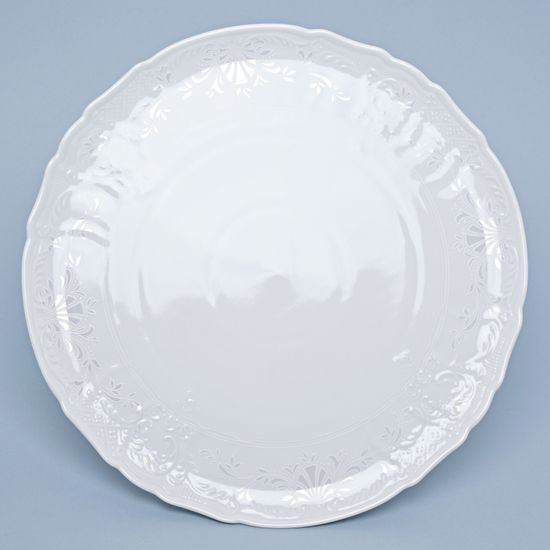 Frost no line: Cake plate 32 cm on stand, Thun 1794 Carlsbad porcelain, BERNADOTTE