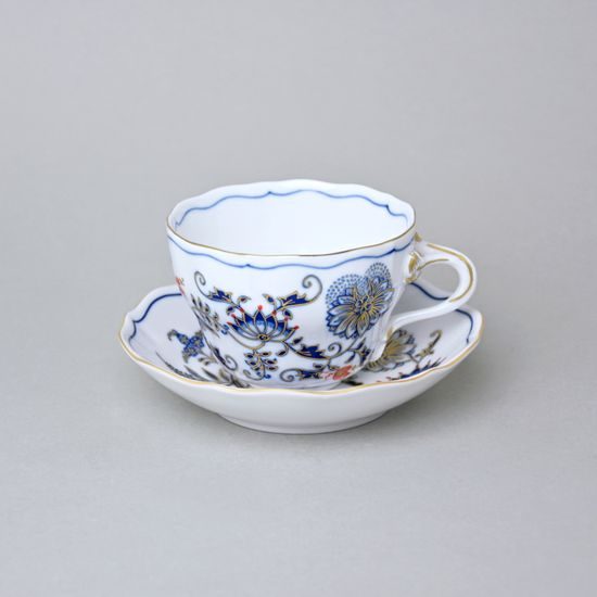 Šálek vysoký B 210 ml na kafe, rubínová červeň + zlato + cibulák, Český porcelán a.s.