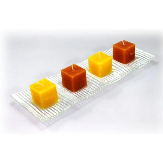 Advent Glass candlestick PALMER, white stripes, 36x12 cm, BDK - Glass