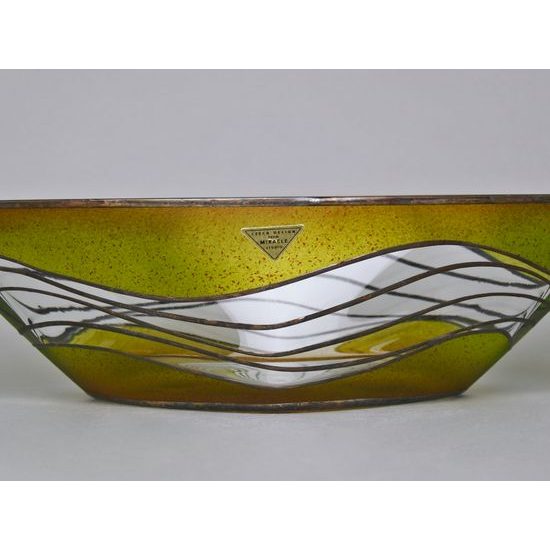 Studio Miracle: Mísa Ledvina zeleno-hnědá, 31 cm, ruční dekorace Vlasta Voborníková