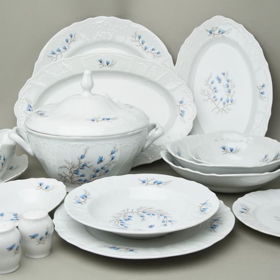 Jídelní souprava pro 12 osob 75 díl., Thun 1794, karlovarský porcelán, BERNADOTTE motýli