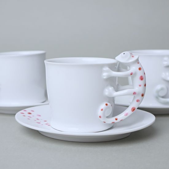 Espresso šálek a podšálek, ZOO chameleon, 80 ml, náhodný výběr, porcelán Goldfinger