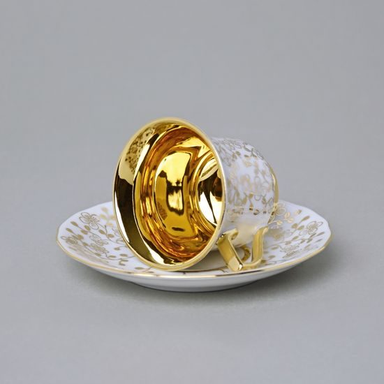 Cup 80 ml and saucer Windsor mocca, White, Leander 1907