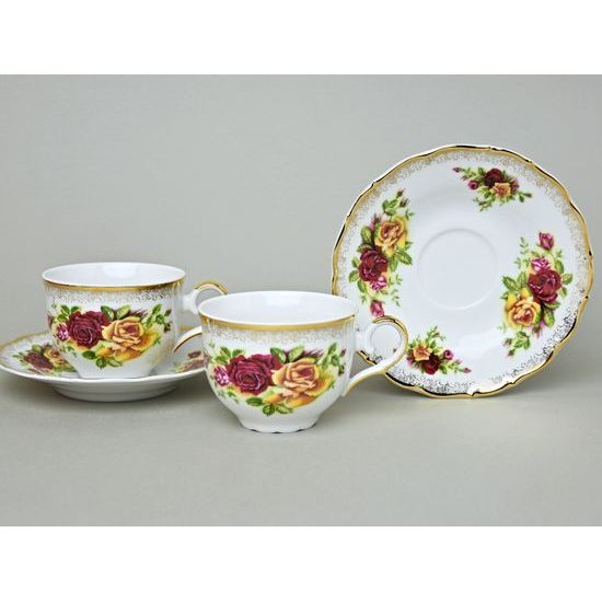 Šálek 200 ml a podšálek 15 cm, dekor "Cikánská růže", 2 ks., Stará Role Moritz Zdekauer