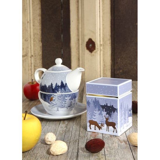 Tea for one set, 15,5 / 15,5 / 15,5 cm, Winter forest, new bone china, Goebel