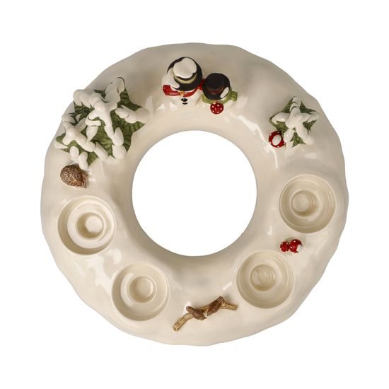 Adventní svícen Zimní radost před Vánocemi 27 / 27 / 14 cm, kamenina, Goebel