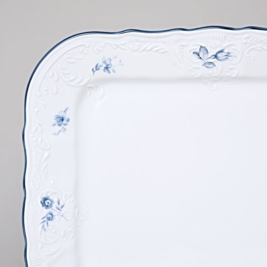 Platter square 26 cm, Thun 1794, karlovarský porcelán, BERNADOTTE blue flower