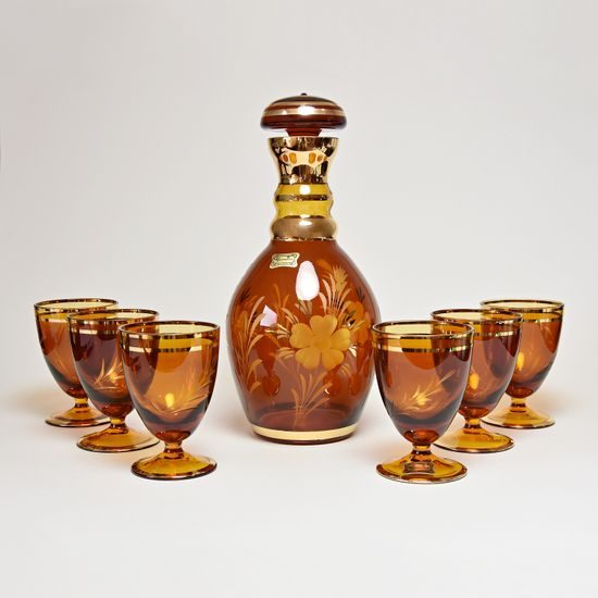 Egermann: Crystal Wine Set Amber, 7 pcs., h: 27 cm