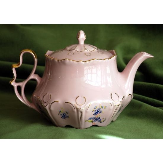 Konvice čajová 1,2 l, Lenka 247p, Růžový porcelán z Chodova