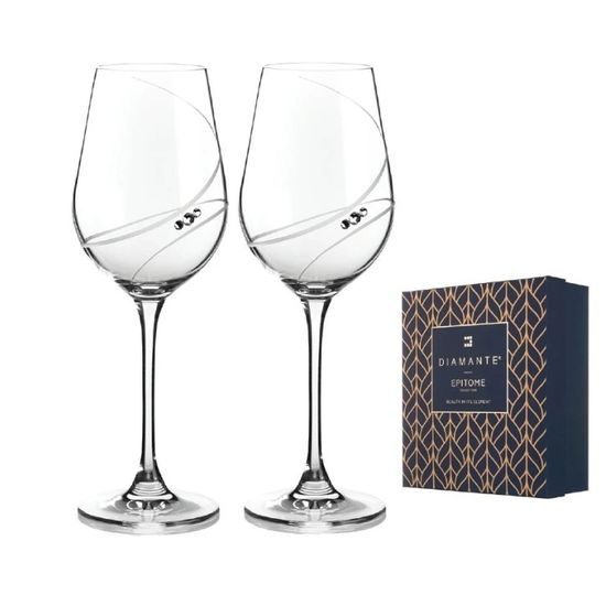 Set 2 sklenic na víno 360 ml, Helix, krystaly Swarovski, DIAMANTE
