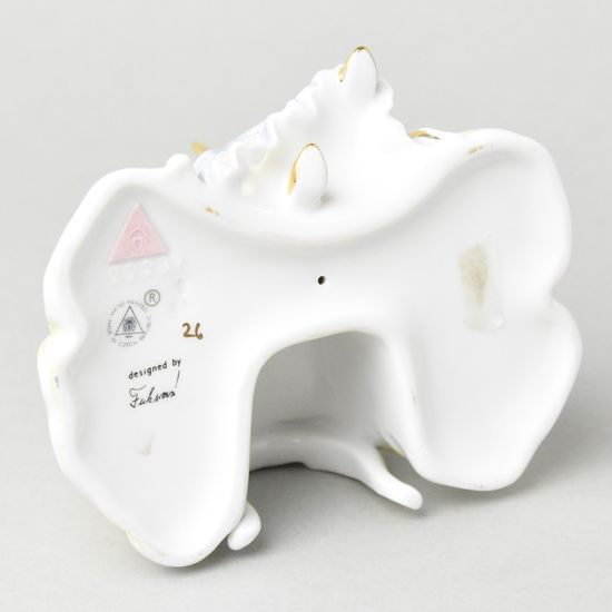 Lady sitting with mirror rococo 12 x 14 x 15 cm, Porcelain Figures Duchcov