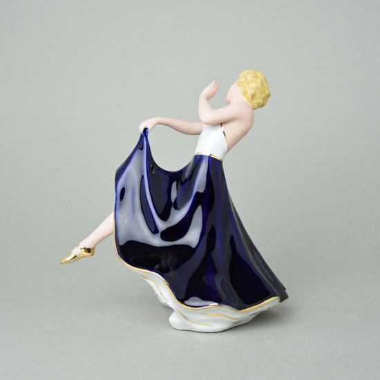 Tančící dívka (modrá sukně) 11,8 x 18,5 x 20,7 cm , Isis, Porcelánové figurky Duchcov