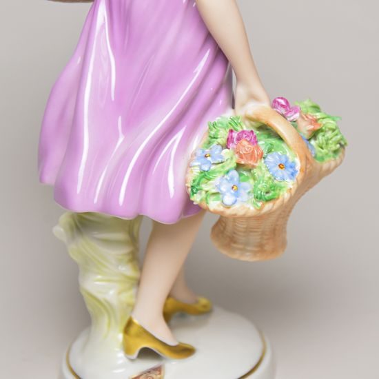 Gardener woman 13,5 x 11 x 26 cm, Saxe, Porcelain Figures Duchcov