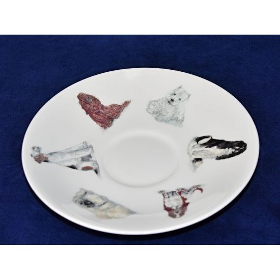 Dogs: Cup 420 ml and saucer breakfast, English Fine Bone China, Roy Kirkham