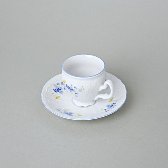 Šálek a podšálek Espresso 75 ml / 12 cm, Thun 1794, karlovarský porcelán, BERNADOTTE pomněnka