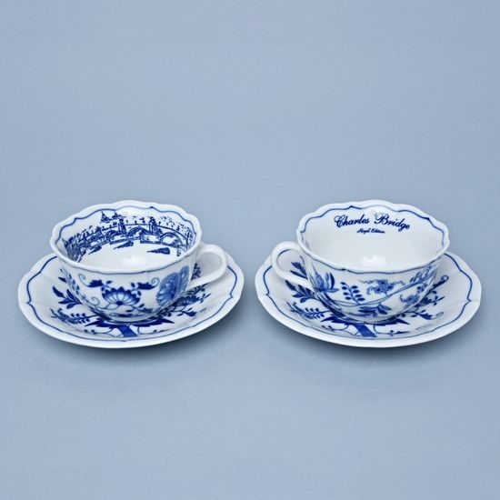 Šálek a podšálek C/1 + ZC1 (zrcadlový podšálek), 200 ml / 15,5 cm na čaj, 2 ks., Praha, dárková krabička, Cibulák, originální