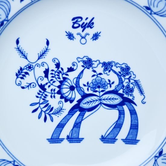 Talíř mělký 24 cm, Býk, (i na zeď), Cibulák, originální z Dubí