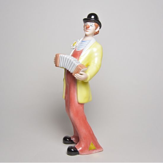 Clown With Accordion, 9 x 9 x 24 cm, Porcelain Figures Duchcov