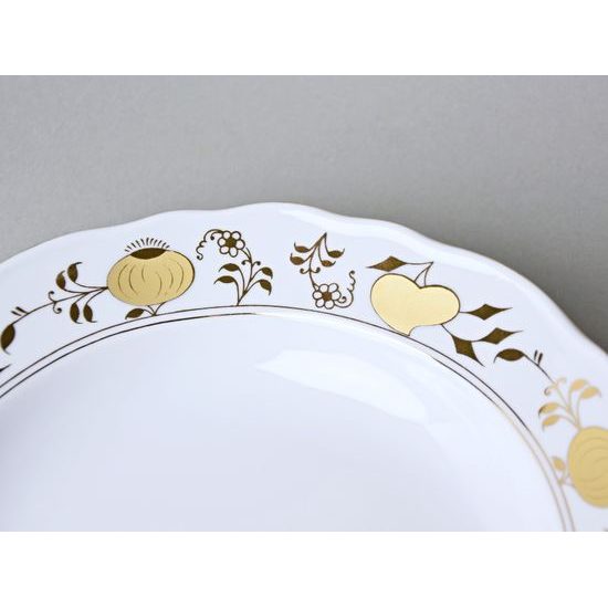 Talíř hluboký 24 cm, zlatý Cibulák, Český porcelán z Dubí