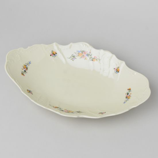 Koš na chléb a pečivo 34 cm, Thun 1794, karlovarský porcelán, BERNADOTTE ivory + kytičky