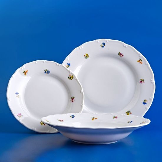 Talířová souprava pro 6 osob 25, 23, 19, házenka, Thun 1794 Nová Role
