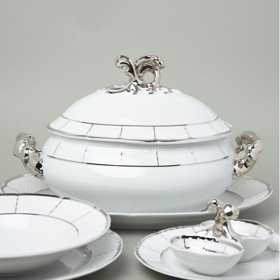 Dining set for 6 persons, Thun 1794 Carlsbad porcelain, MENUET platinum