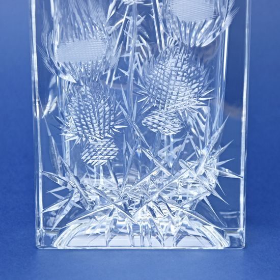 Crystal Hand Cut Vase Brick - Thistle decor, 303 mm, Crystal Bohemia Poděbrady