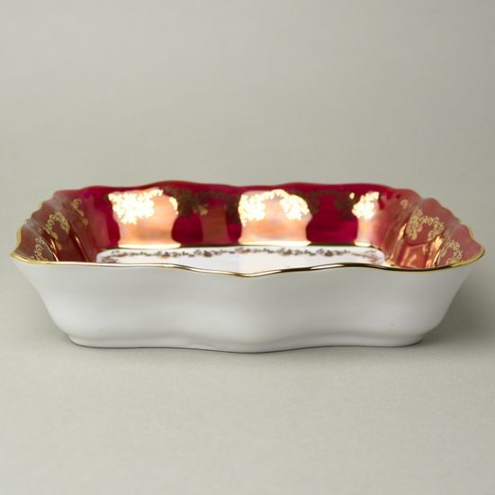 Bowl square 24 cm, hunting - ruby, QueensCrown porcelain