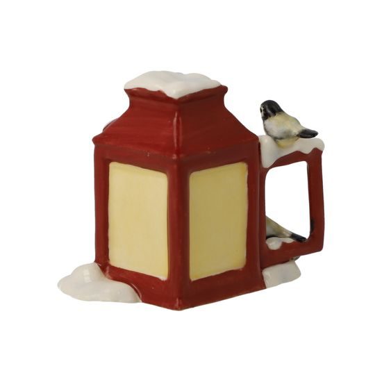 Malinká zasněžená kaplička s dvěma ptáčky 3,5 / 5 / 4,5 cm, kamenina, Goebel