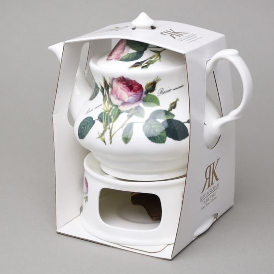 Redoute Rose:Tea pot 0,9 l + warmer, Roy Kirkham fine bone china