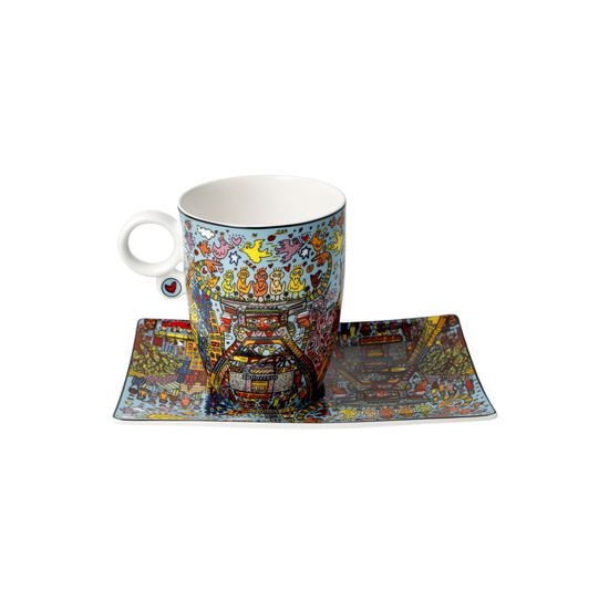 Cup and saucer James Rizzi - Remenber those Cool Coal Days, 400 ml / 19,5 cm, Fine Bone China, Goebel